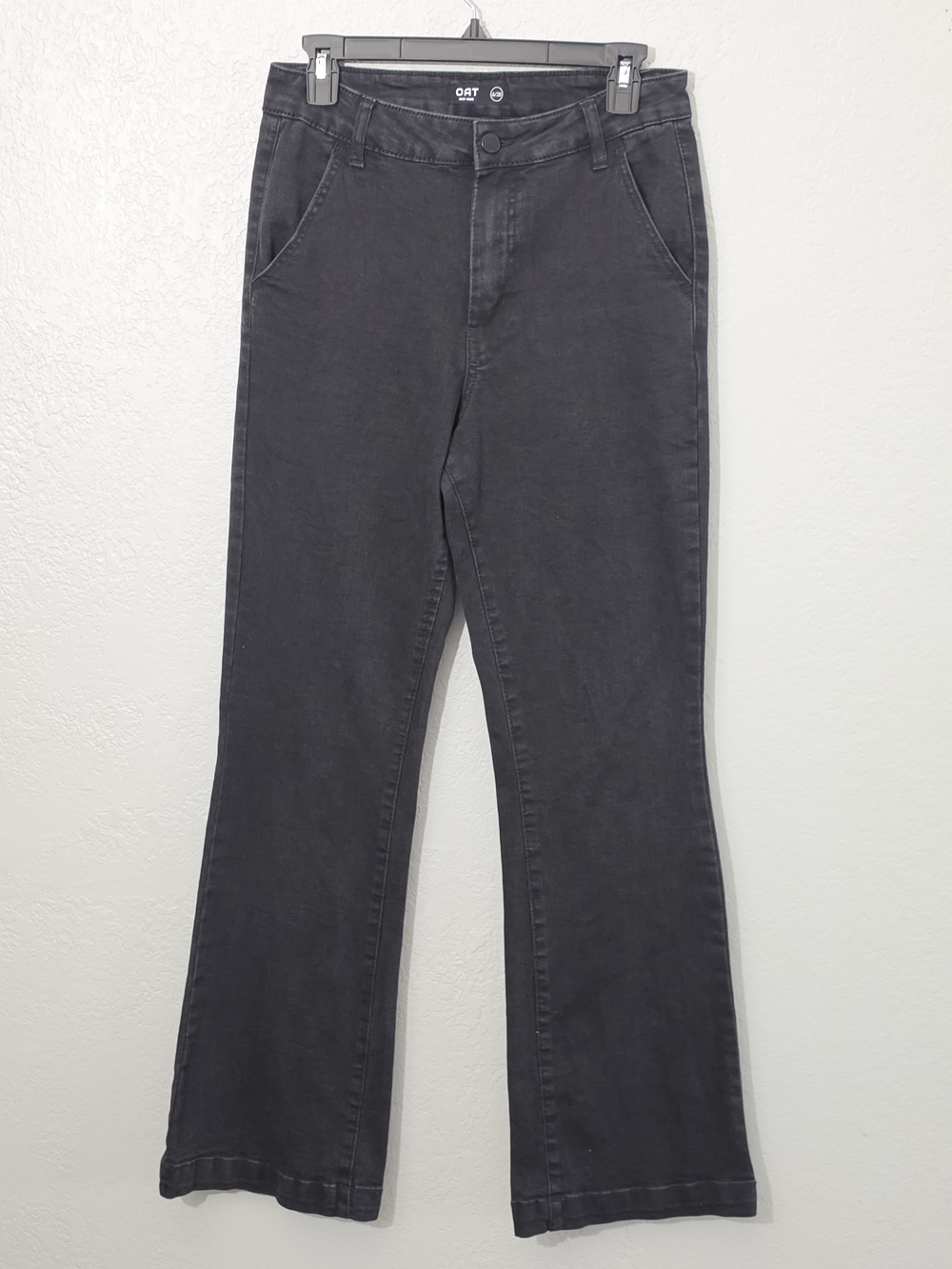 Oat New York Black Flare Leg Jeans High Waist Stretchy Womens Size 6/28